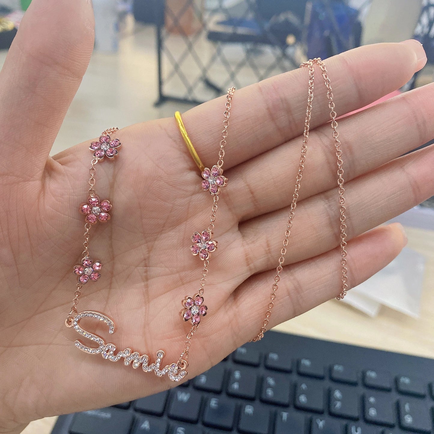 Custom Blossom Name Necklace