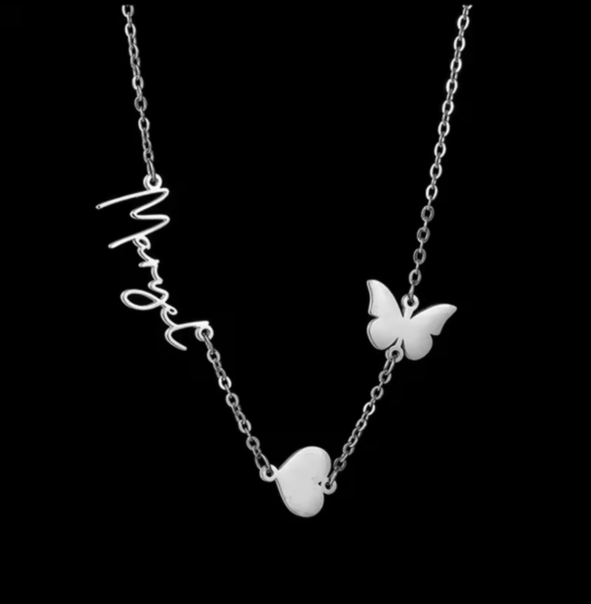 Heartbeat Butterfly Custom Necklace