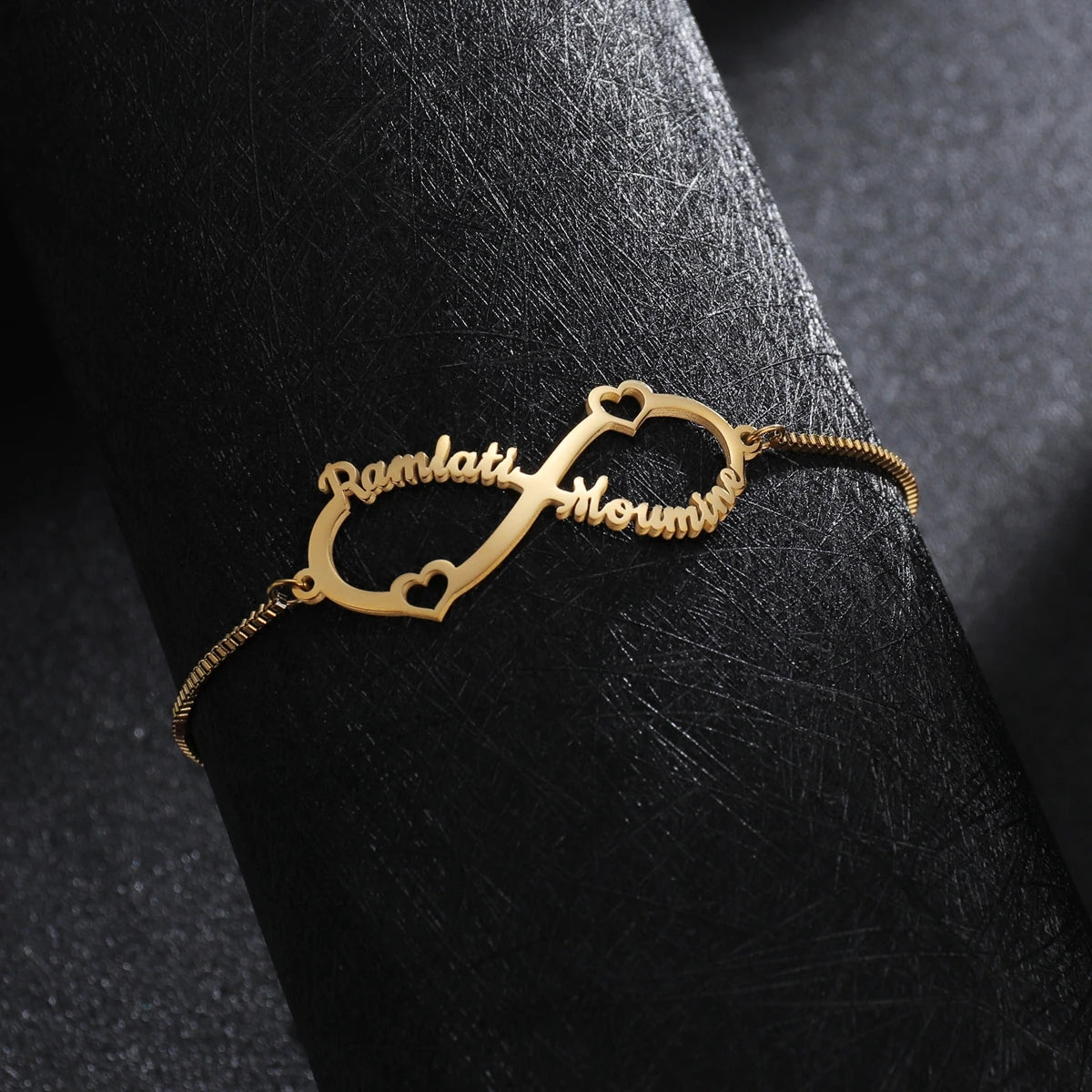 Custom Infinity Name Bracelet with Hearts