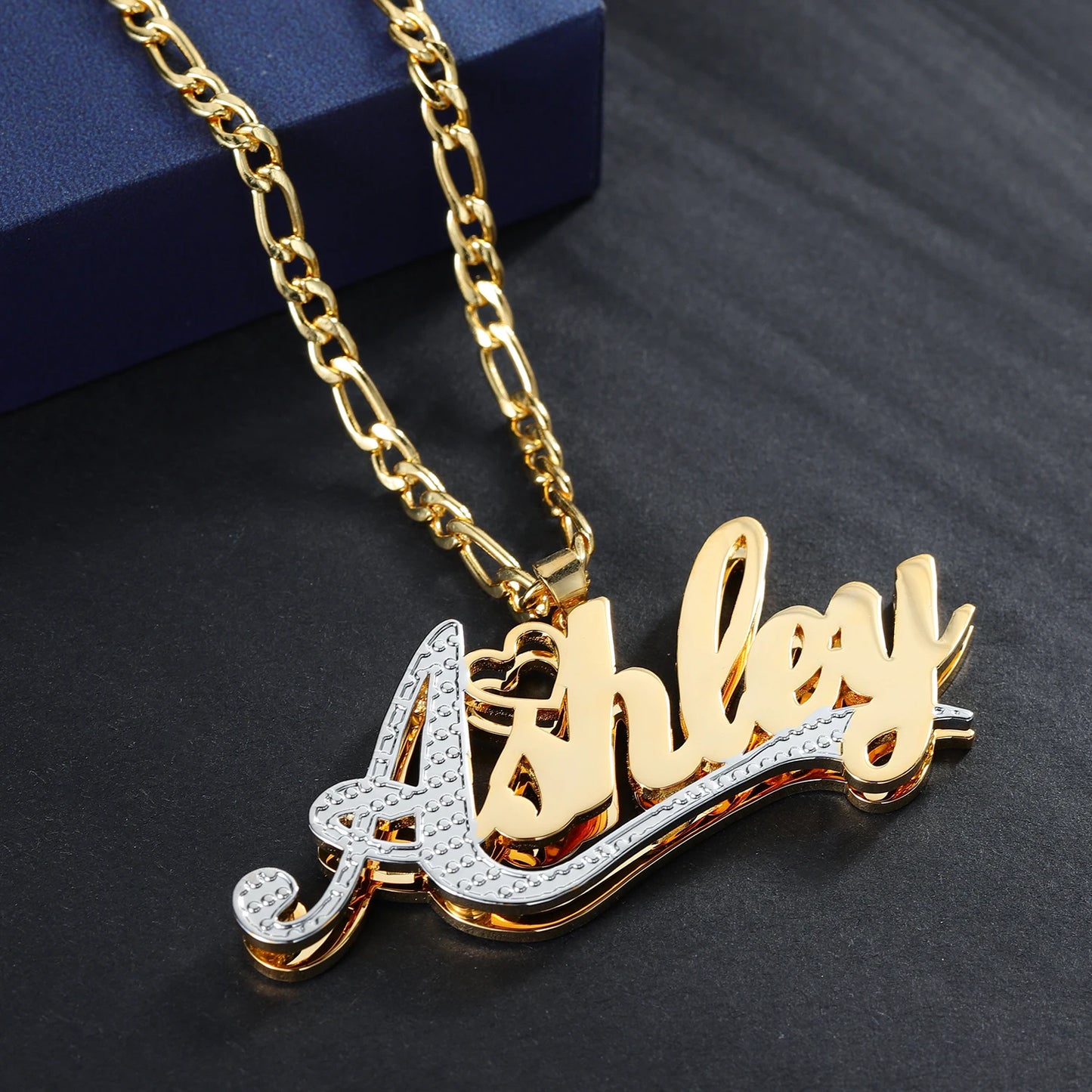 Two-Tone Heart Name Necklace