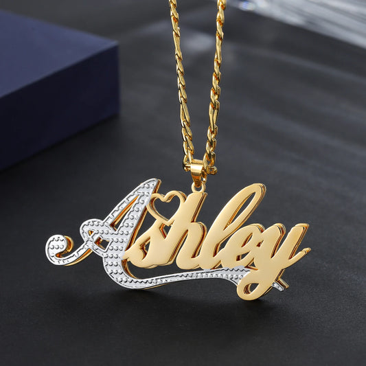 Two-Tone Heart Name Necklace