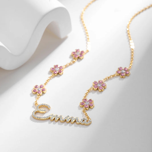 Custom Blossom Name Necklace