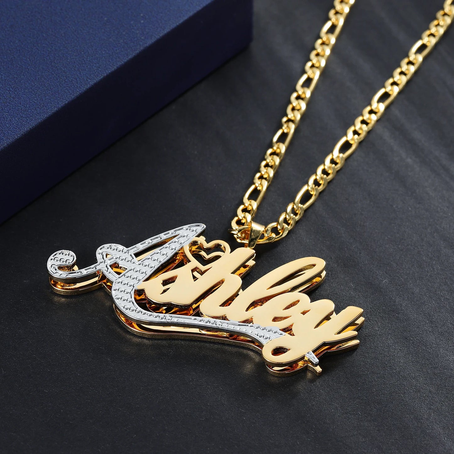 Two-Tone Heart Name Necklace