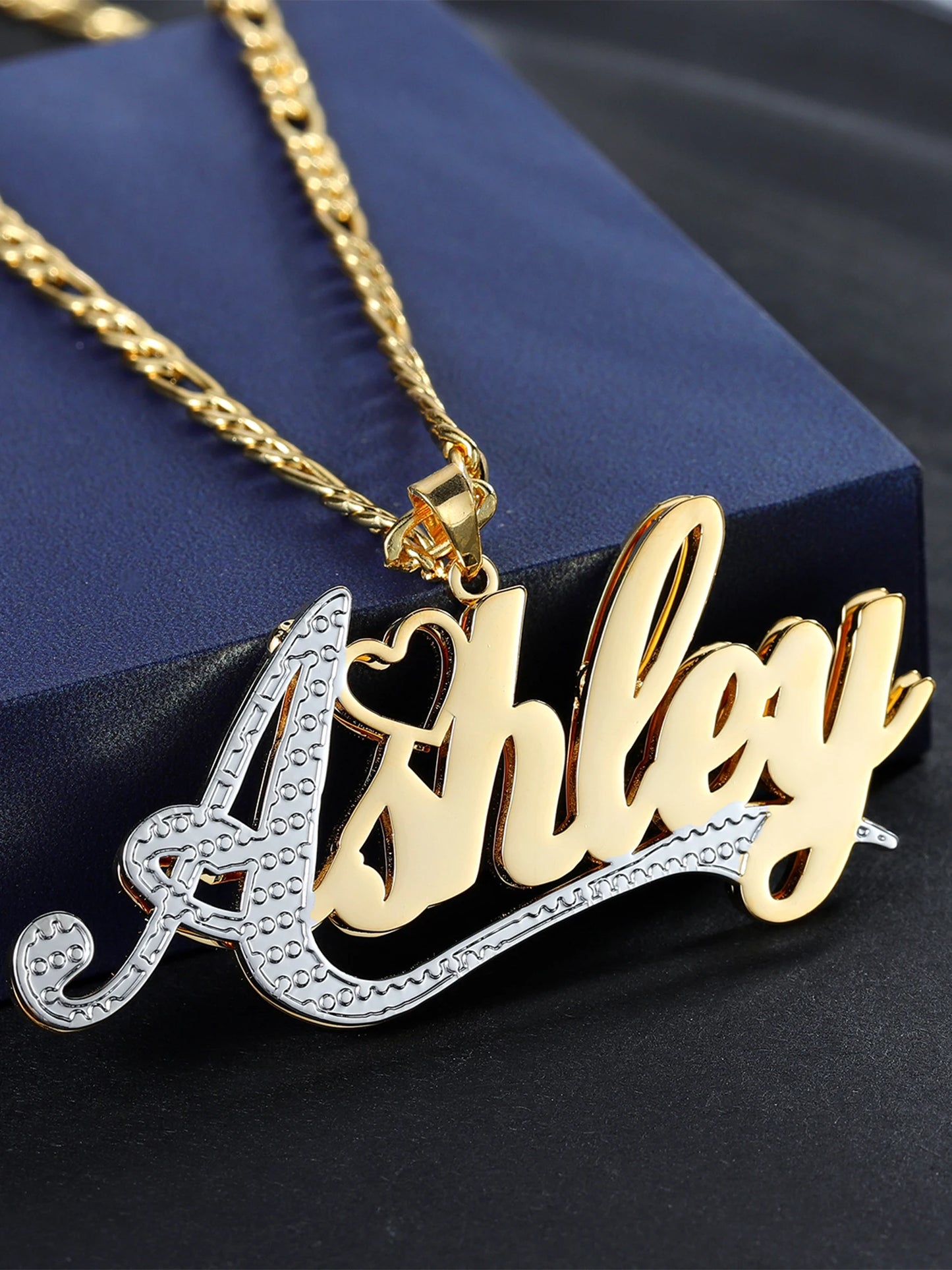 Two-Tone Heart Name Necklace