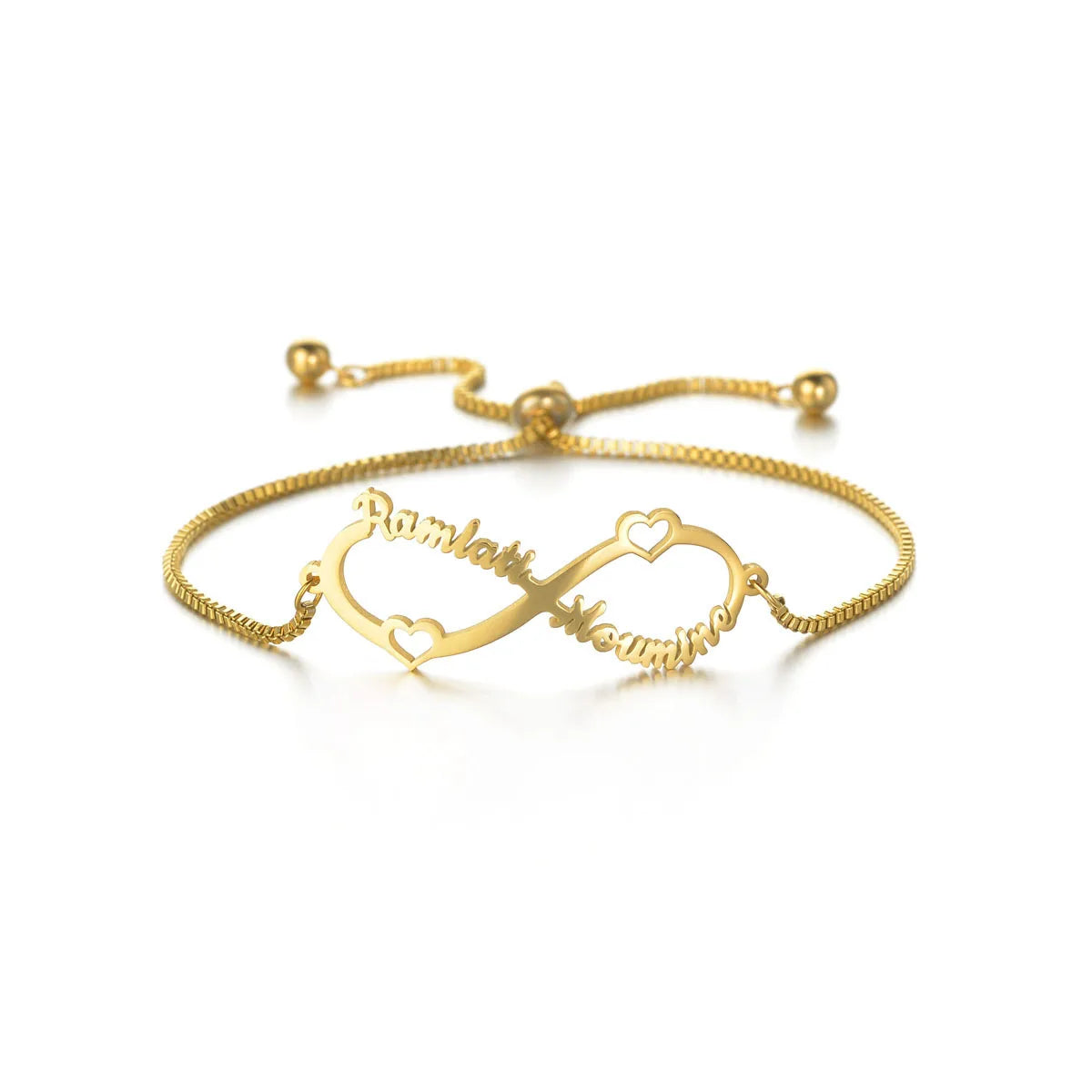 Custom Infinity Name Bracelet with Hearts