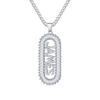 Custom Ice Baguette Name Necklace