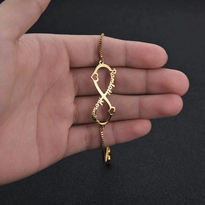 Custom Infinity Name Bracelet with Hearts