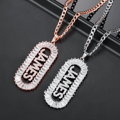 Custom Ice Baguette Name Necklace