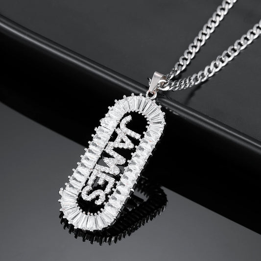 Custom Ice Baguette Name Necklace
