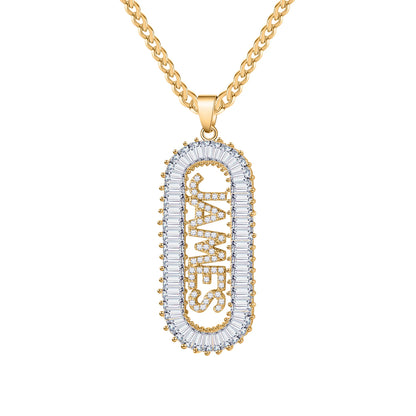 Custom Ice Baguette Name Necklace
