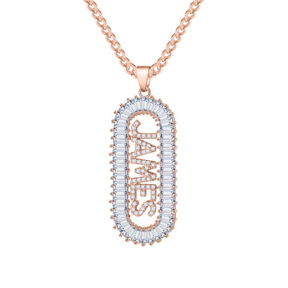 Custom Ice Baguette Name Necklace
