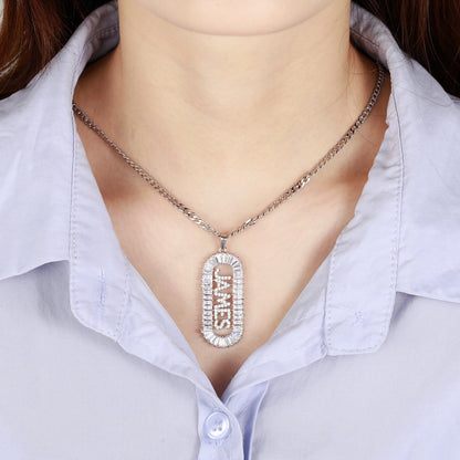 Custom Ice Baguette Name Necklace