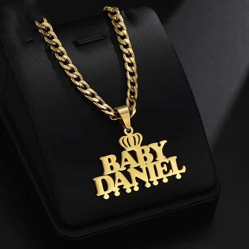 Crowned Nameplate Necklace