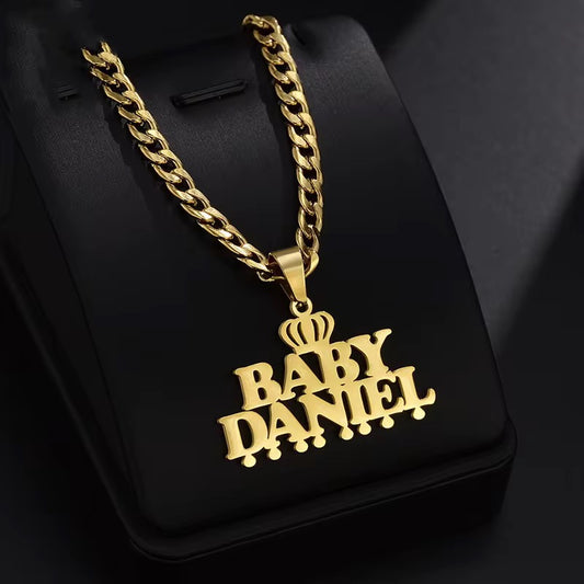 Crowned Nameplate Necklace