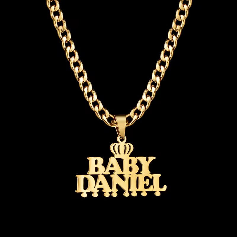Crowned Nameplate Necklace