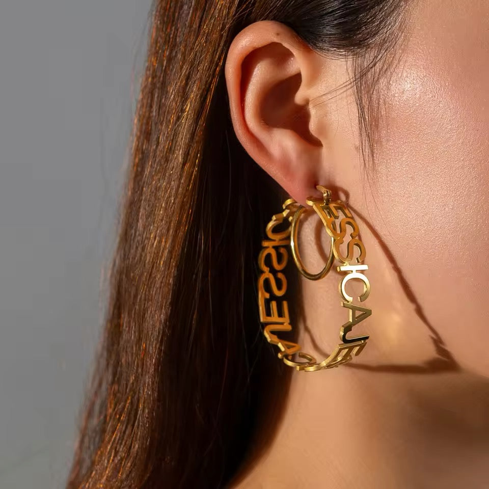 Golden Serenity Custom Hoop Earrings