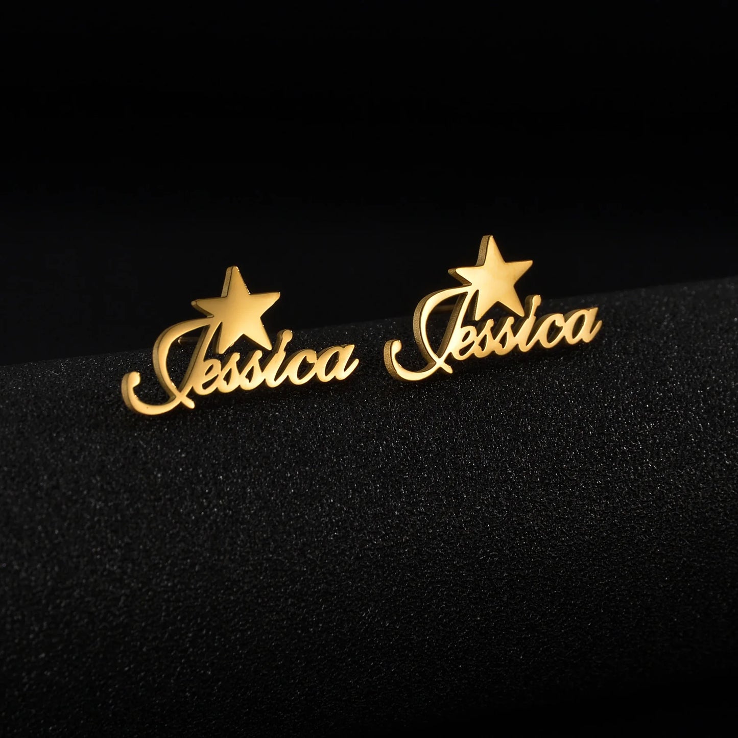 Custom Star Name Stud Earrings