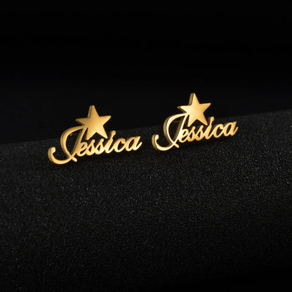 Custom Star Name Stud Earrings