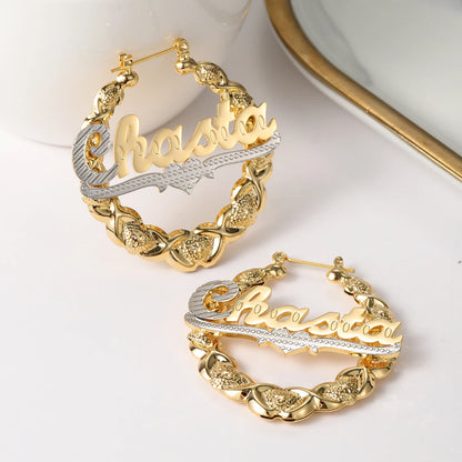 Custom Luxe Twist Name Hoops