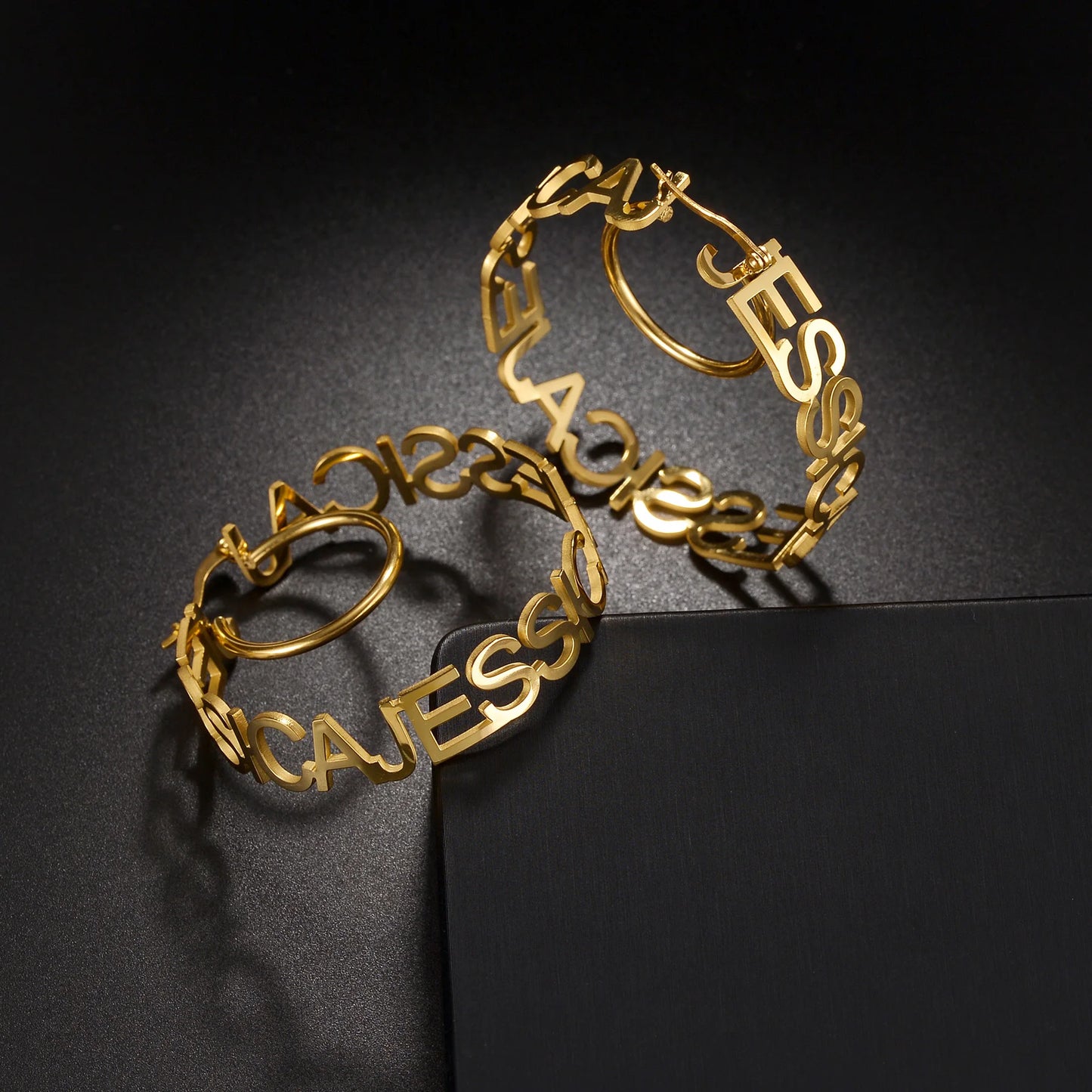 Golden Serenity Custom Hoop Earrings