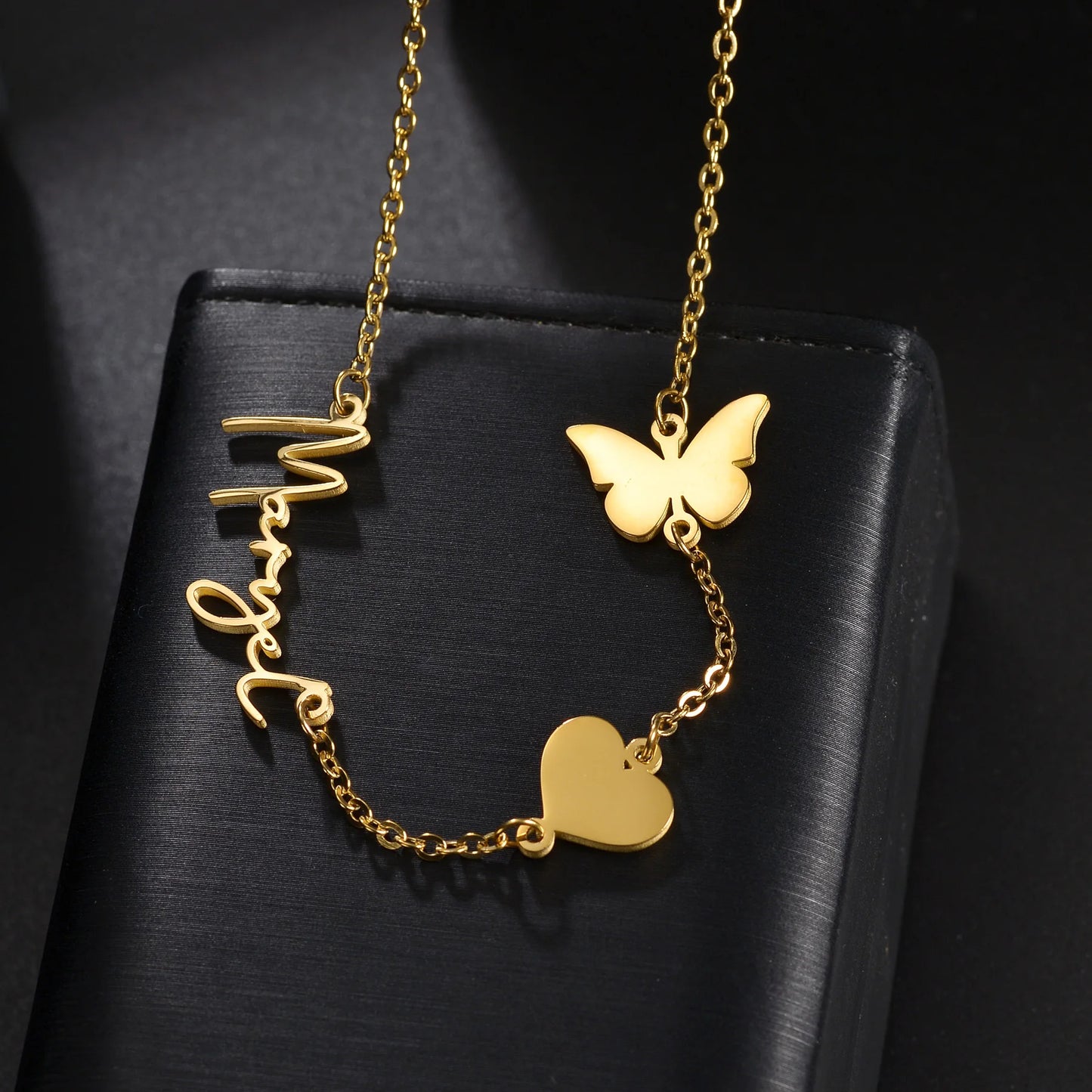 Heartbeat Butterfly Custom Necklace