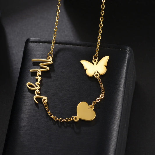 Heartbeat Butterfly Custom Necklace