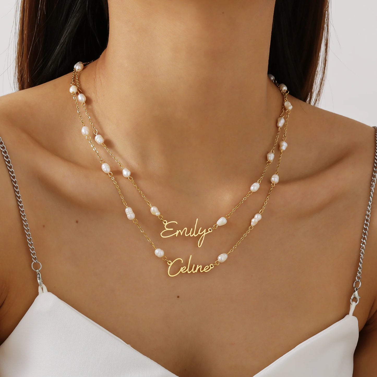 Custom Pearl Tag Necklace