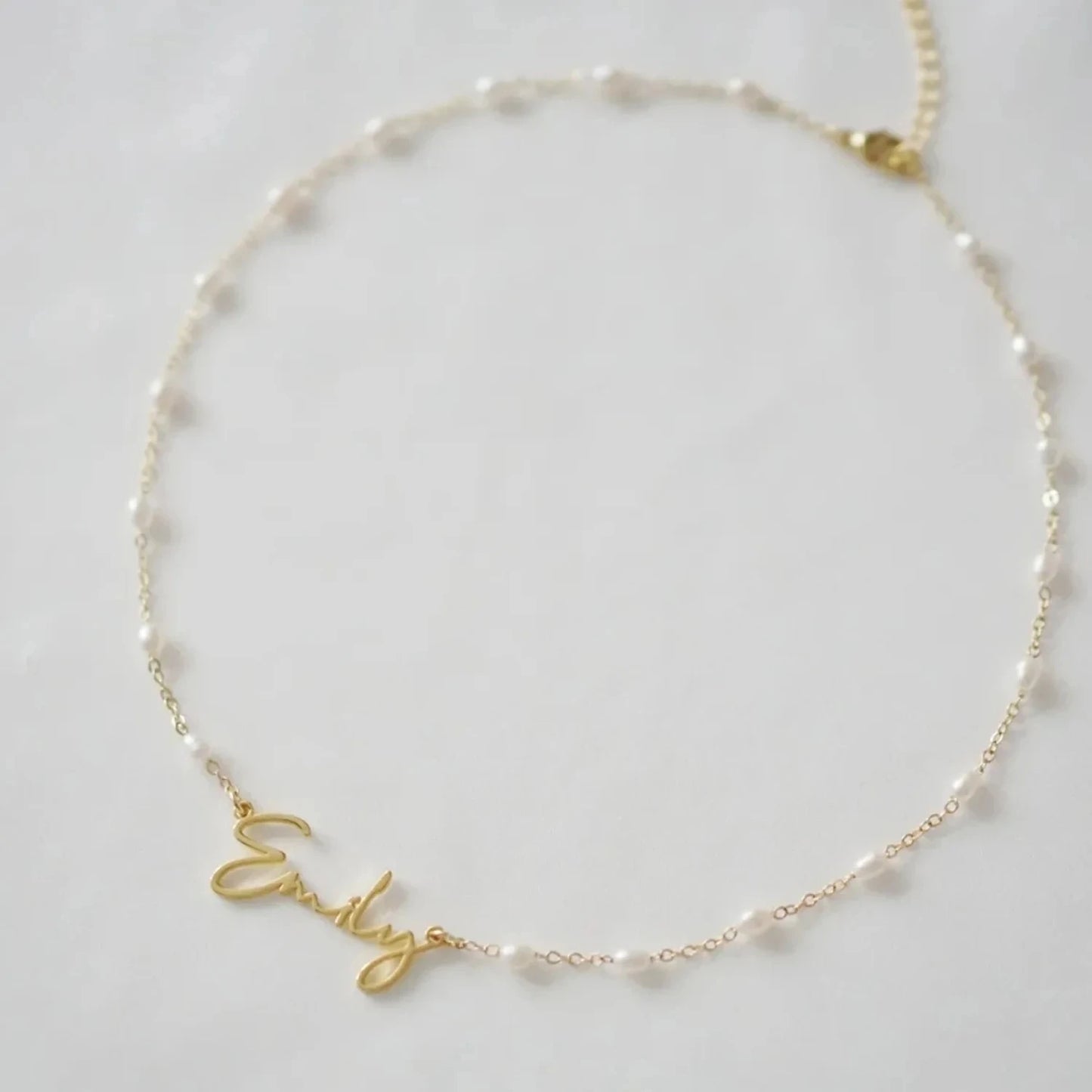 Custom Pearl Tag Necklace