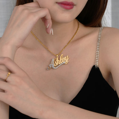 Two-Tone Heart Name Necklace