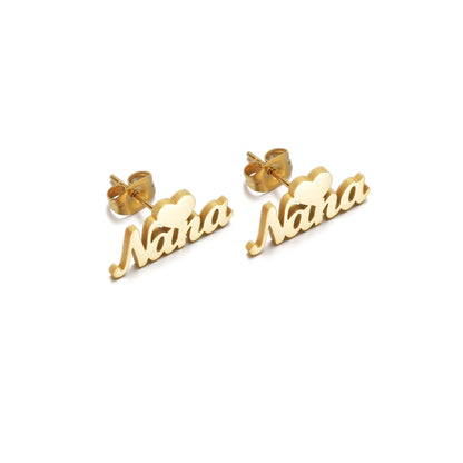 Custom Heart Name Stud Earrings