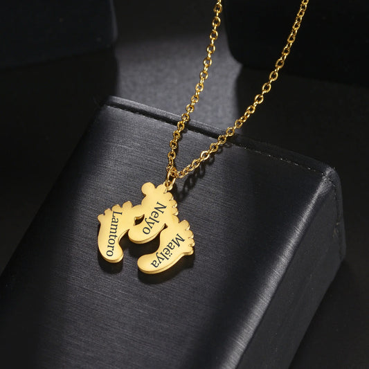 Custom Footprint Style Name Necklace