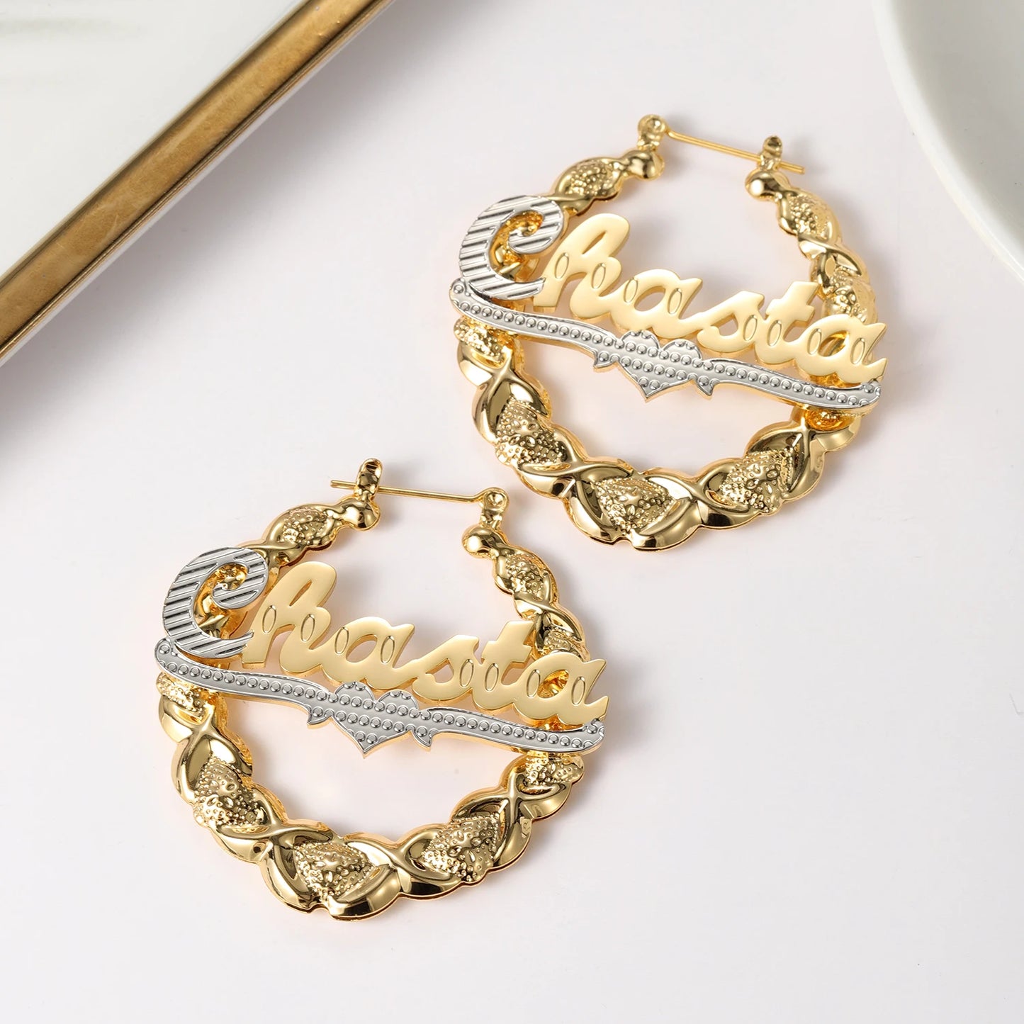 Custom Luxe Twist Name Hoops