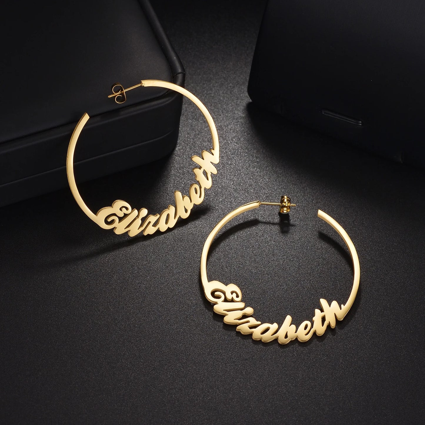 Signature Script Name Hoop Earrings