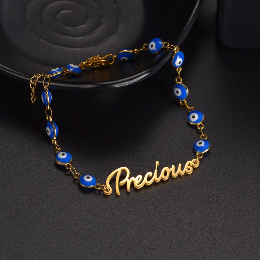 Custom Name Evil Eye Anklet