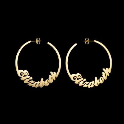 Signature Script Name Hoop Earrings