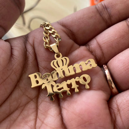 Crowned Nameplate Necklace