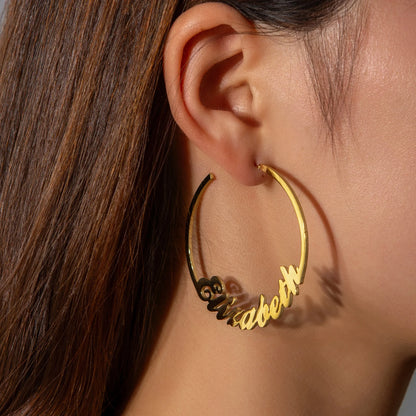 Signature Script Name Hoop Earrings