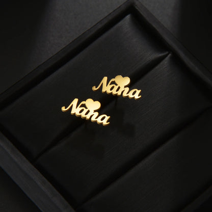 Custom Heart Name Stud Earrings